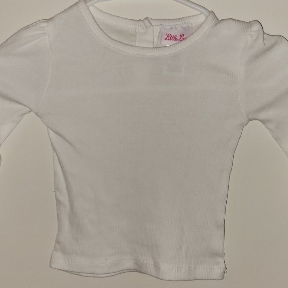 Little Girls Little Lass Top, Size 18 months, White, Long sleeve